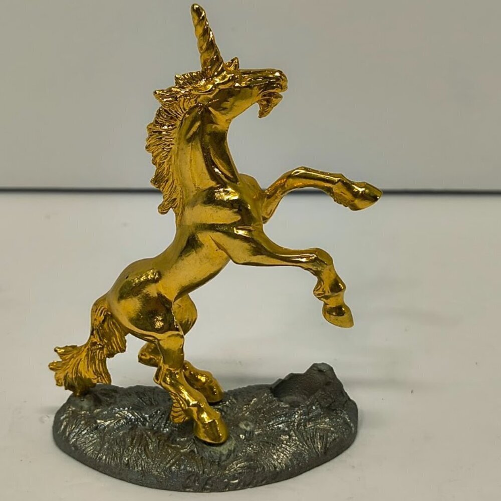 The Metropolitan Guild Gold Tone Unicorn on Stand Collectable - Picture 2 of 8
